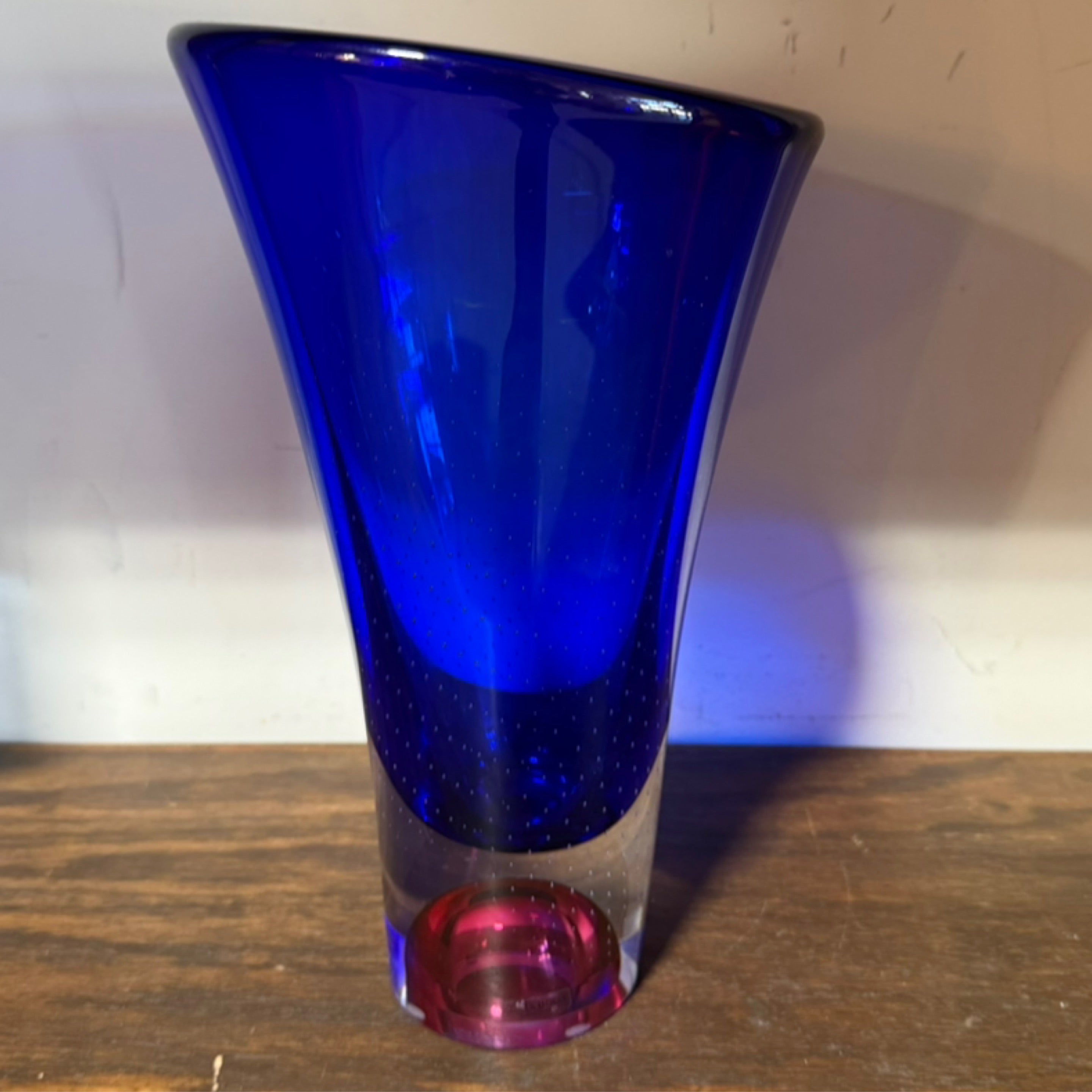 Large Post Modern Kosta Boda Glass Vase Wild Things Unlimited LLC large-post-modern-kosta-boda-glass-vase-wild-things-unlimited-llc