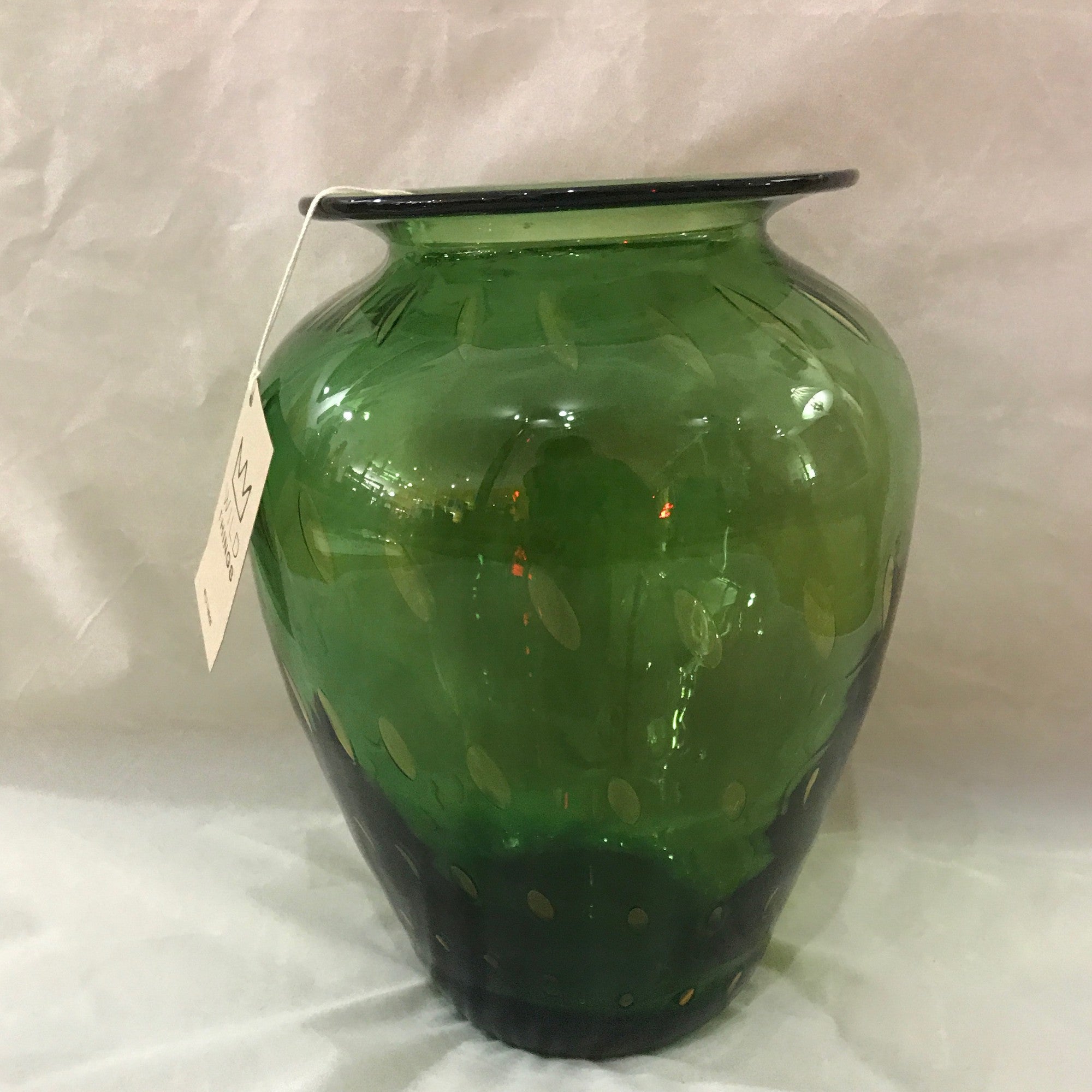 Blenko 9419 Olive Air Bubble Vase