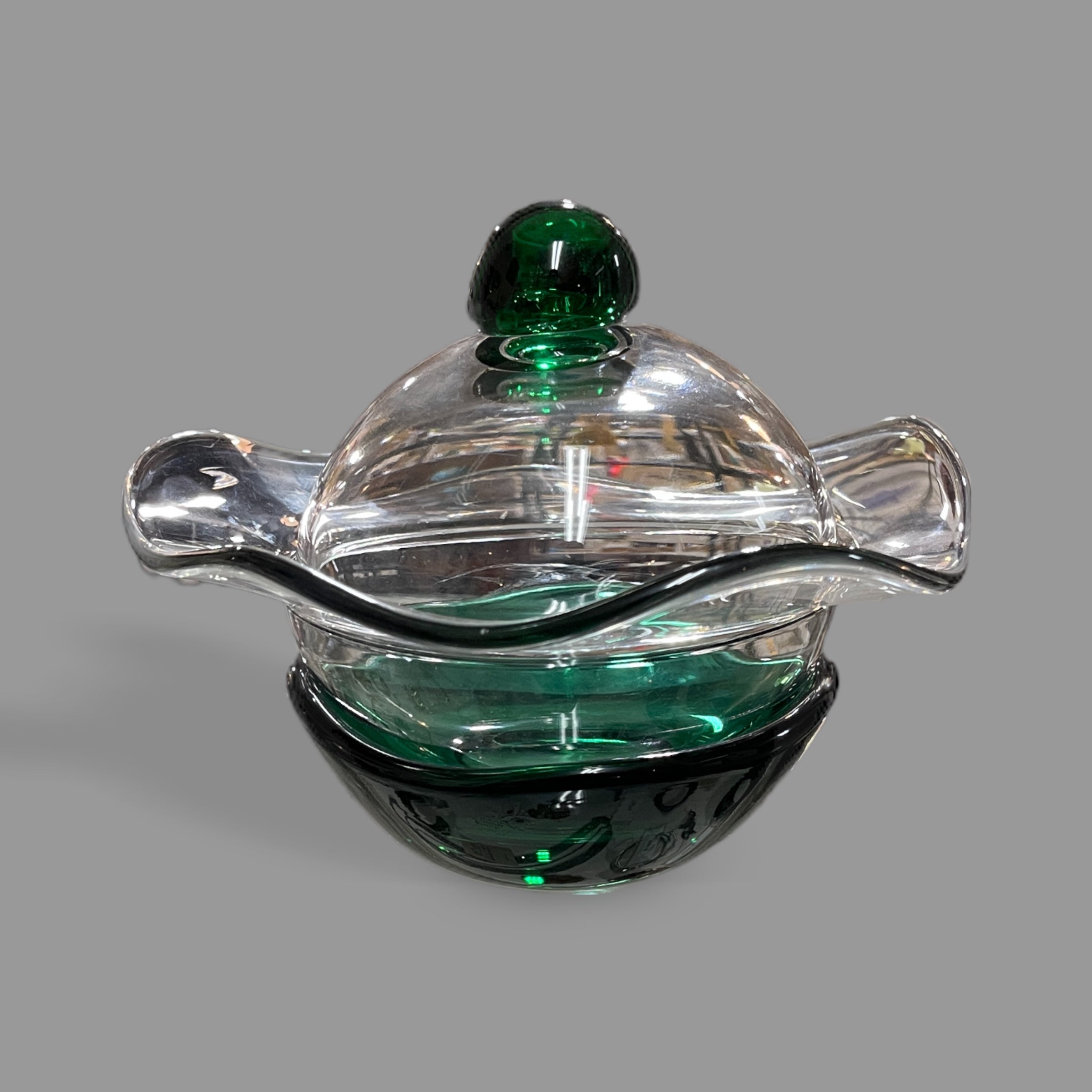 Emerald Glass Candy Dish